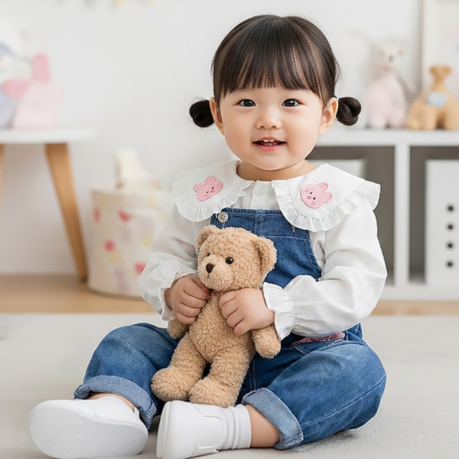 몽실이 래빗 여아청멜빵 상하복 블라우스 여아용 데님오버롤 외출복 간절기 가을 투피스