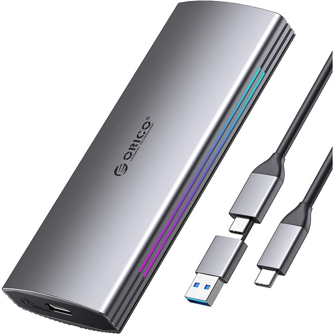 오리코 RGB LED Gamer 10Gbps M2 NVMe SSD 케이스 M2R2-G2, 짙은 회색, 1개