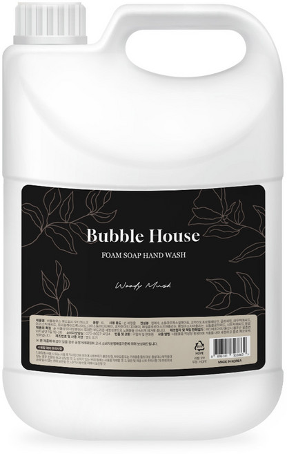 버블하우스 핸드워시 리필 거품형 대용량 손세정제 우디머스크, 1개, 4L