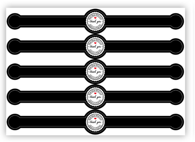 땡큐 띠지 간식 포장 감사 스티커 세트, 50개, 블랙