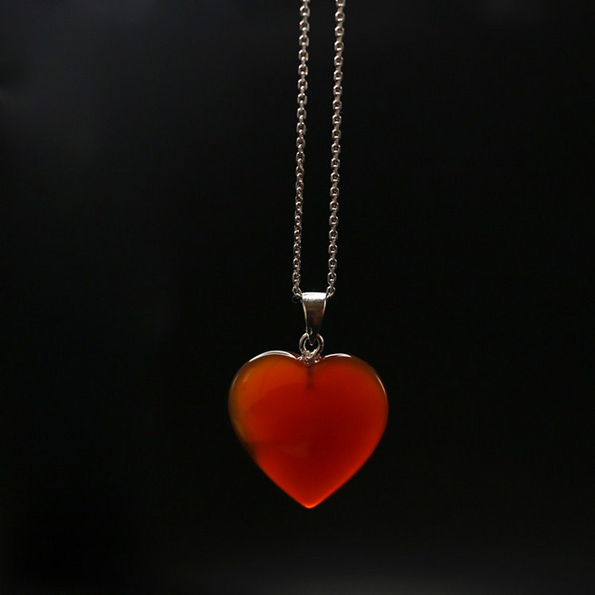 카넬리안 납작 하트 천연원석 행운석 은925 실버 펜던트 생일선물 PP-250051