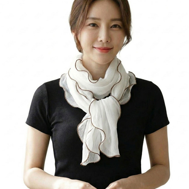 메리앤유 물결 파이핑 플리츠 주름 롱 스카프 머플러 간절기