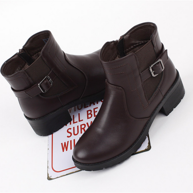 에버라스트 정품 여성 아이젠 버클 첼시 부츠 겨울 털 숏 방한화 털 안감 키높이 통굽 발편한 쿠션 경량 기모 털신 미끄럼방지