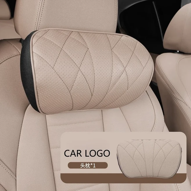 혼다 자동차 시트 커버 통기성 목 베개 요추 지지대 핏 어코드 프렐리유 CRV 5세대, 12 Beige TZ, 01 With logo