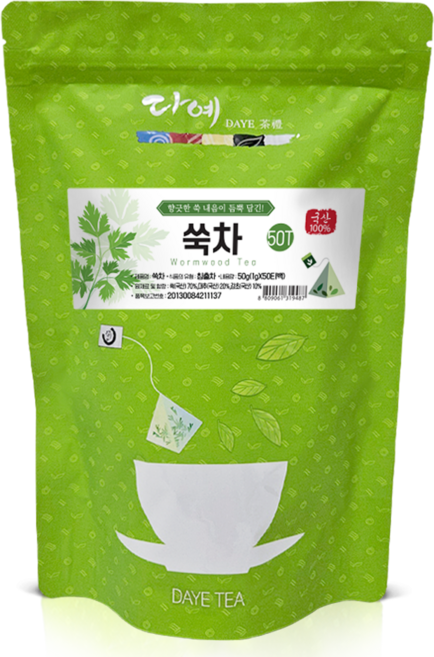 [본사직영] 다예 100% 국산 맛있는 쑥차 생분해 삼각티백, 1g, 50개입, 10개
