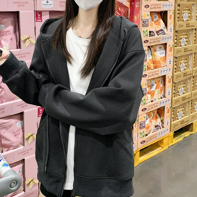 連帽衛衣外套女 2025新款早秋韓系慵懶風開衫外套寬鬆百搭休閒上衣