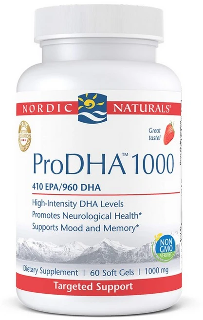 Nordic Naturals 노르딕 네추럴스 프로 DHA 1000mg 딸기향 60정, 1개 - 쿠팡