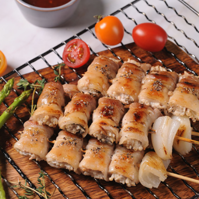 다물꼬치 캠핑용 꼬치구이 삼겹팽이말이꼬치, 60g, 5개