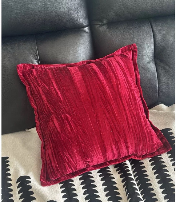 수면일기 레드 소파쿠션+솜포함 포인트 고급 데코 쿠션커버 지퍼형, 커버 2p