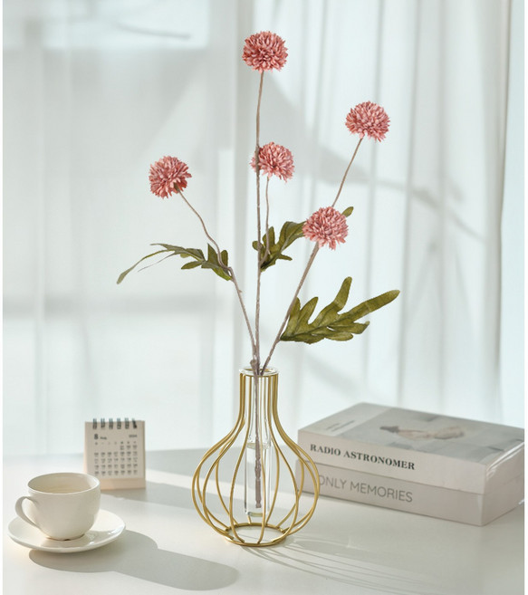 도노하우스 폼폼 실크플라워 & 인테리어 원형 화병 세트