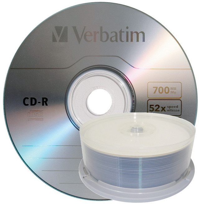【台灣製造 白金片 LOGO】 25片- Verbatim威寶藍鳯凰CD-R 52X 700MB空白燒錄光碟片, 1套, Verbatim LOGO CD-R