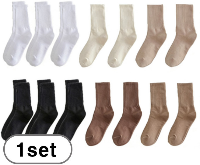 차쿠 여성용 무지 중목 양말 골지 양말 20켤레