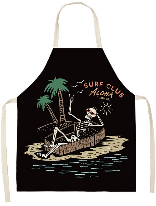 펑크 해골 인쇄 여성 주방 앞치마 방수 요리 오일 방지 코튼 린넨 방오 요리사 앞치마 청소 55x68cm, 38x47cm, 7