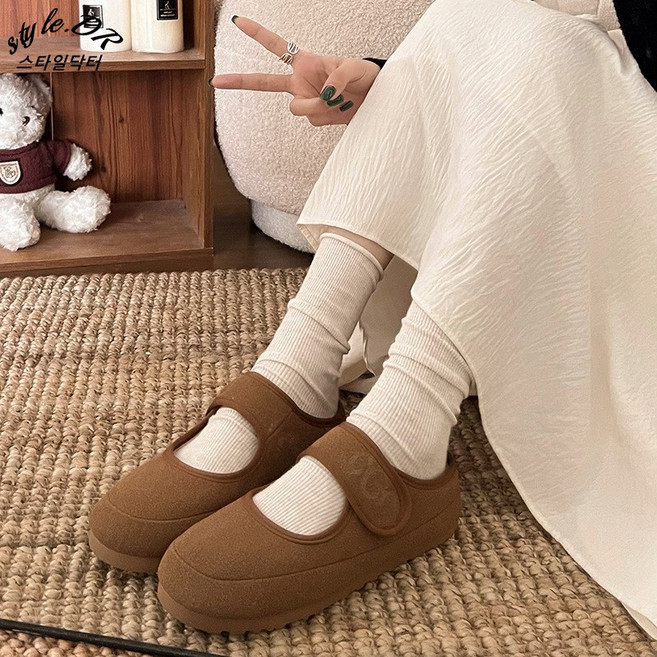 스타일닥터 여성 모카신 방한화 메리제인 슬립온 겨울 퍼안감 플랫슈즈