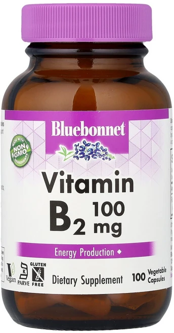 Bluebonnet 비타민 B-2 100 mg 베지터블 캡슐, 100정, 1개 - 쿠팡