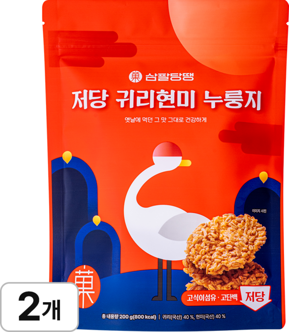 삼팔당땡 저당 귀리현미 누룽지, 2개, 200g