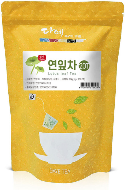 [본사직영] 다예 100%국산 맛있는 연잎차 20티백 생분해 삼각티백, 1개, 20개입, 1g
