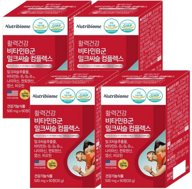뉴트리바이옴 비타민B군 밀크씨슬 컴플렉스 활력건강, 4개, 60정