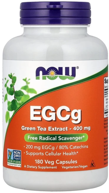 나우푸드 now 녹차 추출물 EGCg 180캡슐 체중관리 채식 비건 허브 보충제 폴리페놀, 1개, 180정 - 쿠팡