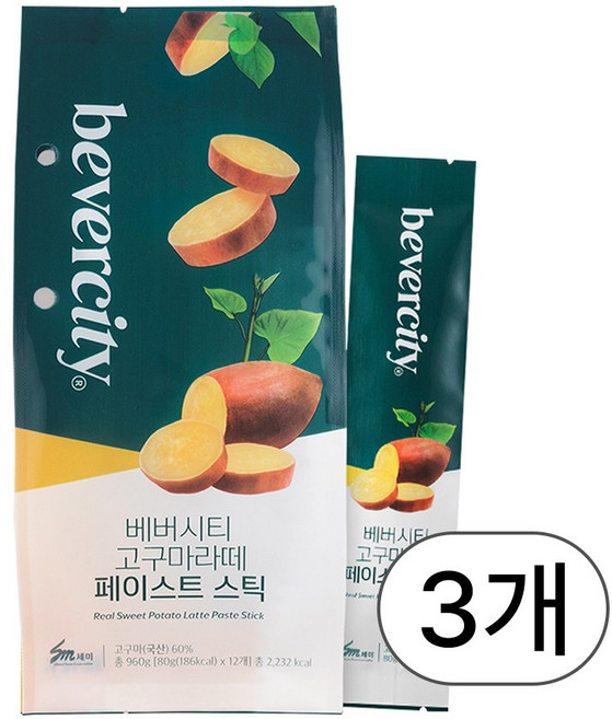 고구마 라떼 페이스트 스틱, 960g, 3개, 80g, 12개입