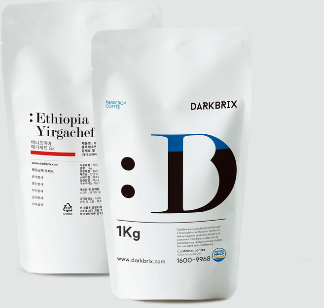 다크브릭스 에디오피아 예가체프 G2 원두커피, 홀빈(분쇄안함), 1kg, 1개