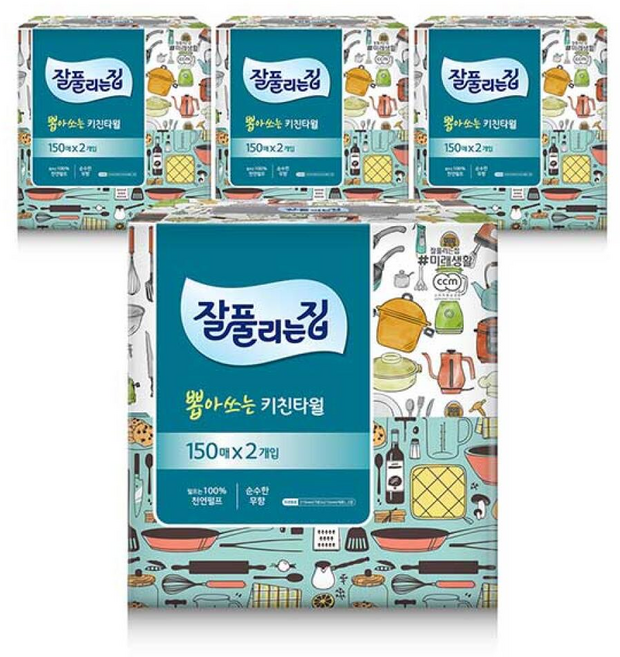 잘풀리는집 뽑아쓰는 키친타월 150매 2입 4개