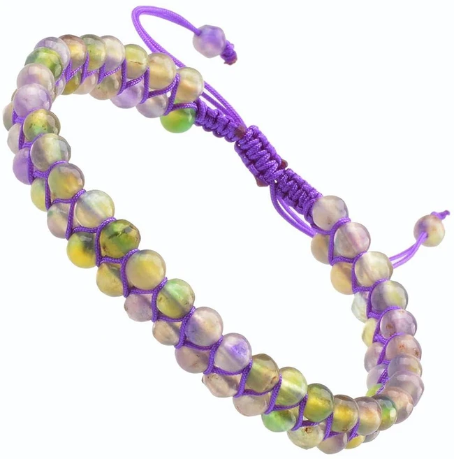 134357 MASSIVE BEADS 천연 차크라 힐링 파워 크리스탈 마크라메 팔찌 요가 더블 레이어 스톤 비즈 원석 명상 릴렉스 불안 뱅글 유니 여성 남성용 - 쿠팡