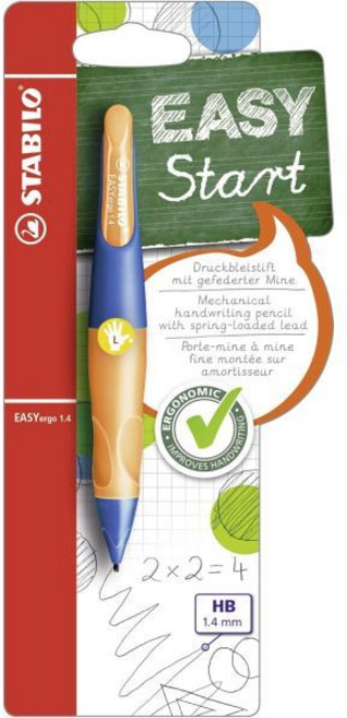 컬러 샤프심 홀더 필기구 하드 스태빌로 인체공학적 샤프 이지러고 1.4 - 왼손잡이 울트라마린/네온 오렌지, Ultramarine/Neon Orange, 1개