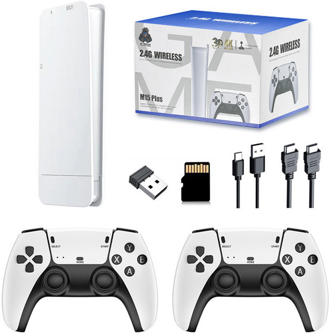 PYHO 레트로 게임 콘솔 2.4G 무선 컨트롤러 2개 + HDMI 케이블 + 메모리 카드 + USB 케이블, M15