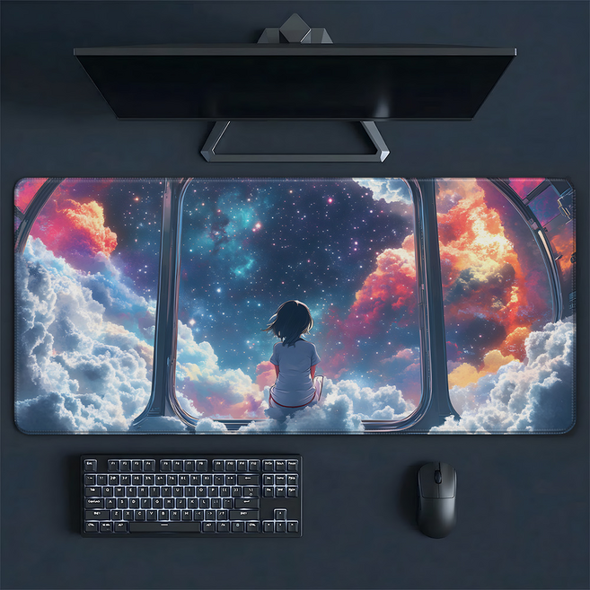 Crit Gaming 고해상도 일러스트 게이밍 장패드 데스크매트, 은하수 구름