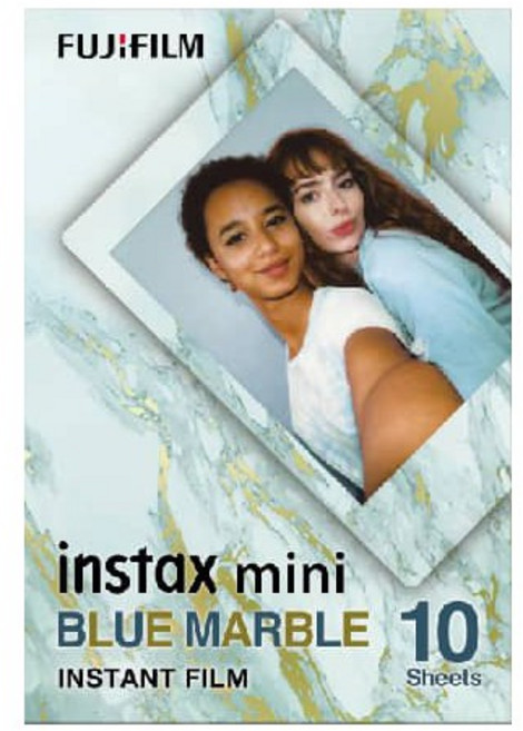 FUJIFILM 富士 instax mini 拍立得空白底片 拍立得 底片 FUJI mini 拍立得 底片 王冠攝影, 1個裝, 藍石紋底片(10張底片)2027/03, 錢包尺寸
