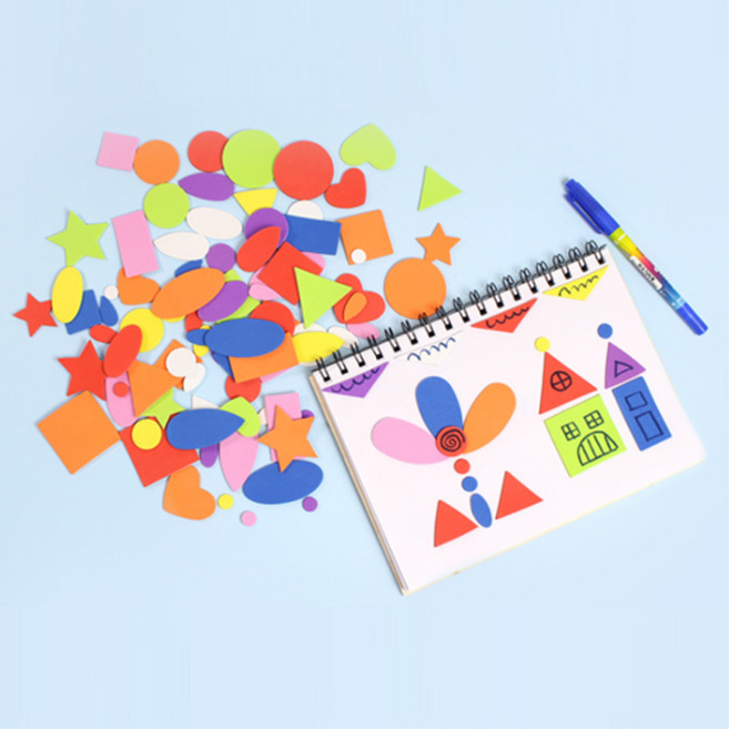 컬러도형 스티커 EVA 도형스티커 혼합(100개)