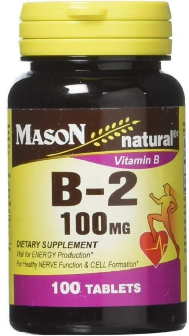 비타민B 피로 호르몬 메이슨 내추럴 B2 100mg 정제 100ct 2팩, 비타민B 피로 호르몬 메이슨 내추럴 B2 100mg 정, 100정 - 쿠팡