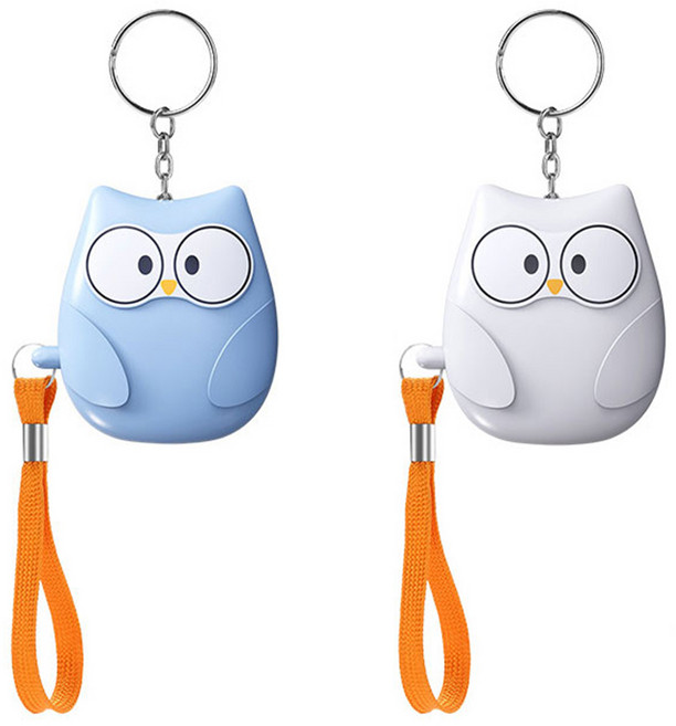 2개세트 부엉이 호신용 휴대용 경보기, 블루+화이트, 2세트