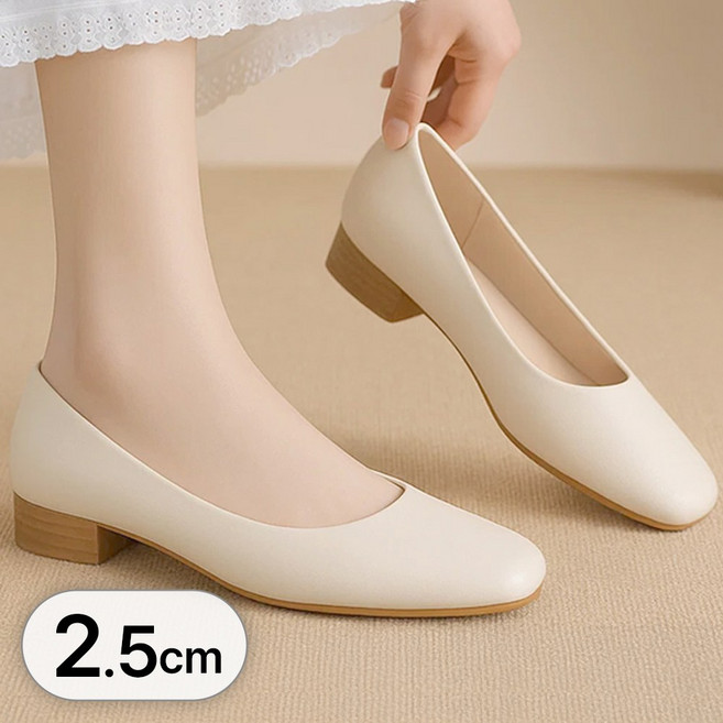 라뷰드 여성 베이직 말랑 플랫 슈즈 여자 소프트 단화 발편한 봄 가을 사계절 구두 쿠션 깔창 가죽 신발 미끄럼 방지 정사이즈 로퍼 2.5cm