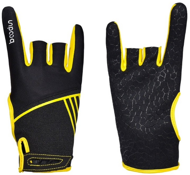 미끄럼 방지 볼링 장갑 그립 보호 장갑 세미 핑거 스포츠 장갑 편안한 볼링 액세서리, 블랙 옐로우