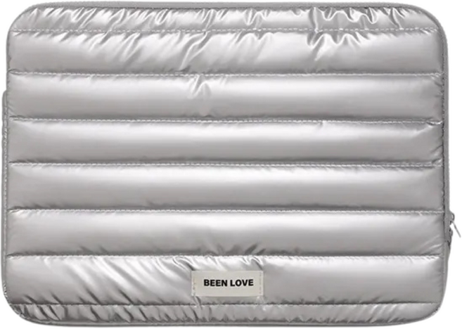 온결상 패딩 노트북 파우치, 실버, 1개