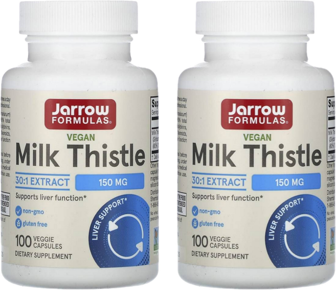 [기타]자로우 포뮬러스 스탠다즈 밀크 씨슬 30:1 추출물 150mg 100 베지캡슐 2개 세트, 30정