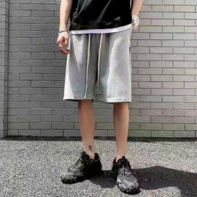 潮牌工裝牛仔短褲 男士鬆緊腰寬鬆大尺碼五分褲