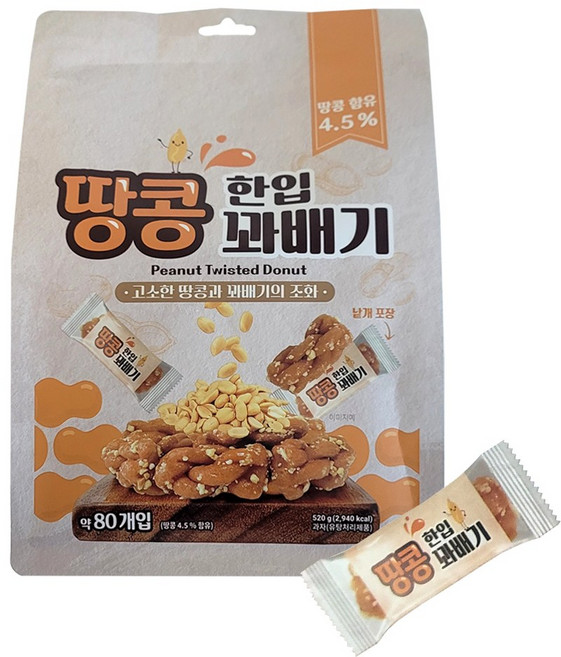 한입 땅콩 꽈배기, 520g, 1개