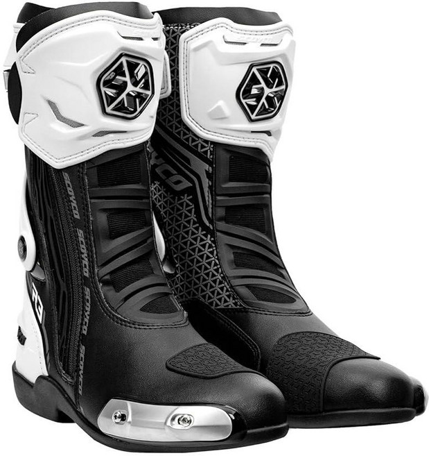 Scoyco Racing Motorcycle Boots CE Level 2 Anti Slip Leather Riding with Toe Sliders TPU Shin Guard A, 기본 옵션