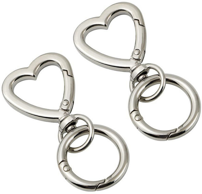 열쇠 키링 열쇠고리 8개입 원터치고리, 1개, 하트 실버