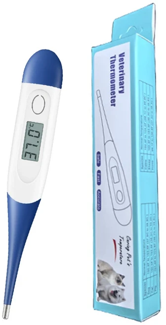 수의학용 디지털 임상 온도계 가금류 사육장 및 애완동물 진단용으로 재사용 가능 유연한 팁 포함, 01 HS-24V