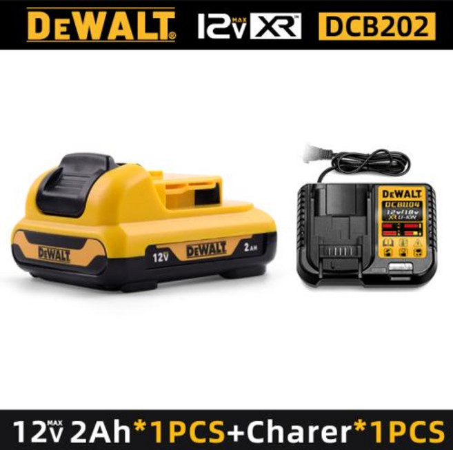 무선충전식 DCB120 리튬 이온 배터리 12V 2.0Ah 배터리 DCB124 DW089LG DCD701F2 전동 공구레이저 레벨, 03 12V 2AH X1 charge X1