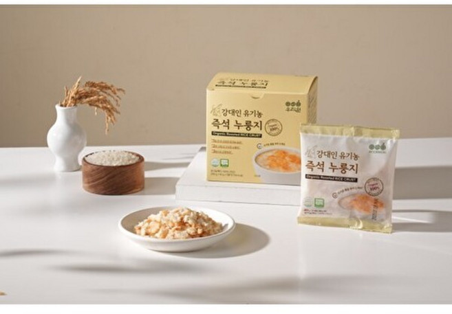 우리원 강대인 유기농 쌀로 만든 3분 즉석 누룽지 100% 국산 옛날 가마솥 누룽지 맛있는 아기 어르신 간편 식사 간식, 6박스, 200g