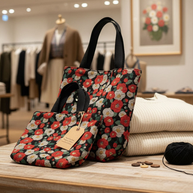 [이사야0613] 겨울 양면 기모터치 에코백 (스몰/라지) 리버서블 동백꽃 가방