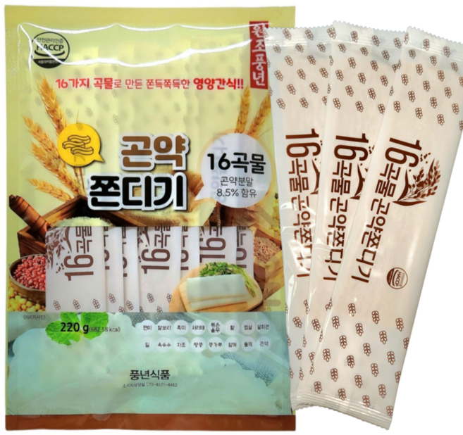 풍년식품 16곡물 곤약 쫀드기, 220g, 10개