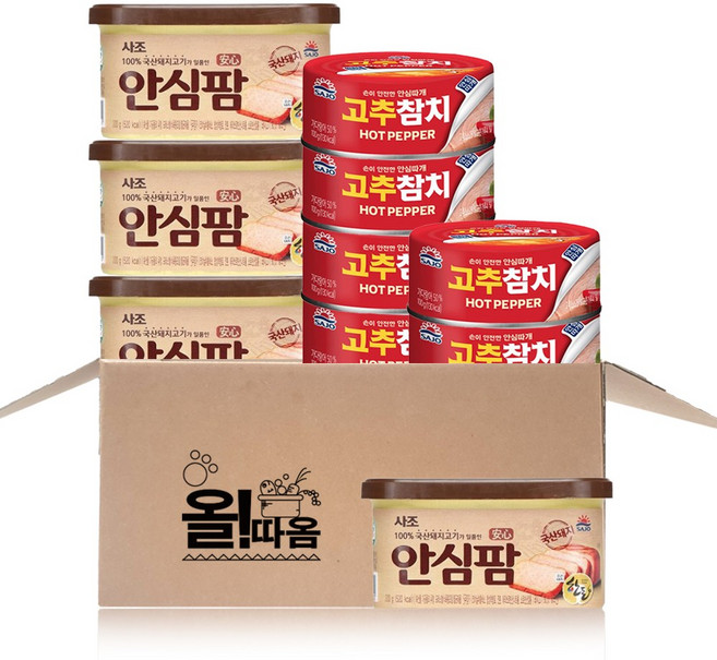 올따옴햄참치 사조 안심팜200g 4입+사조고추참치85g 6입, 1세트