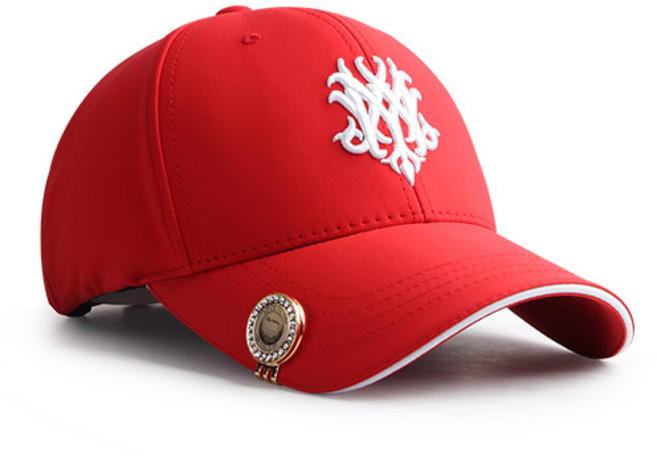 MQUM 남성 여성 편안한 스판 샌드 골프모자 얼굴 작아보이는 모자 골프 볼마커 모자케이스 구성, 레드, 1개