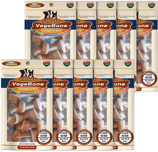 베게브랜드 스마트베게본 스틱 애견간식 6p, 밀크치킨본, 10개